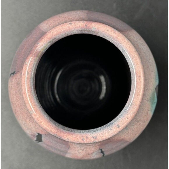 Krueger Pottery Abstract Purple Pink Blue Gloss Finished Vase Signed 6.75 inches - Picture 2 of 7